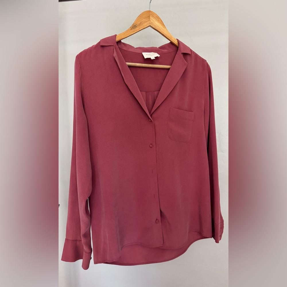Sézane: Florence Silk Shirt in Rosewood (Size 40)